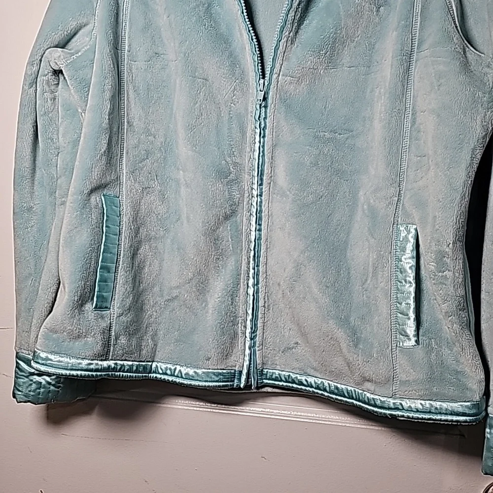 Pendleton XL fuzzy fleece jacket, aquamarine teal - Picture 4 of 16